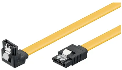 Image de Goobay 95020 Câble de données PC, 6 Gbits, clip 90°, 0.5 m, jaune - SATA type L mâle > SATA type L mâle 90