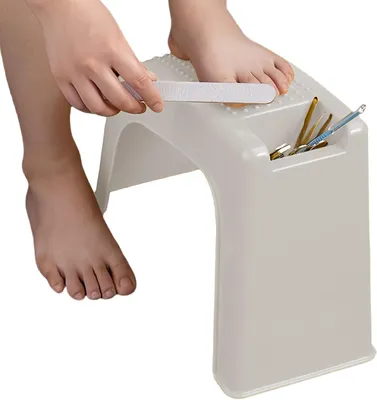 Productafbeelding van Pedicure Kruk - Voetenbankje - Voetverzorging Thuis - Antislip Onderkant - 37.5 cm - Wit