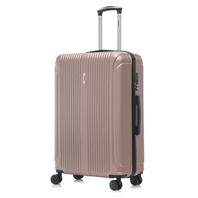 Produktbild von Koffer Trolley Reisekoffer Suitcase, Rollkoffer Handgepäck ,mit 4 Rollen 360°, Hartschalenreisekoffer, Zahlenschloss, Weicher Gummigriff (M, Roségold)