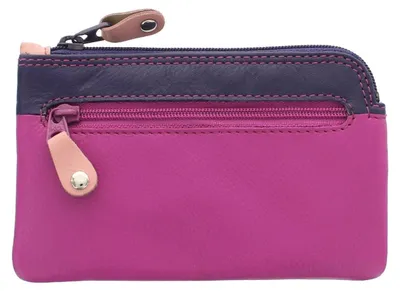 Image de Porte-monnaie en cuir multicolore avec porte-clés