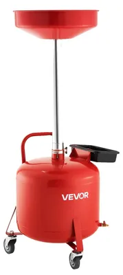 Image de VEVOR Chariot de récupération d'huile 30 L, Chariot de récupération d'huile avec hauteur d'entonnoir réglable, Récupérateur d'huile avec roues & caisse à outils, Vidange de transfert de liquide et de carburant pour les garages, Rouge