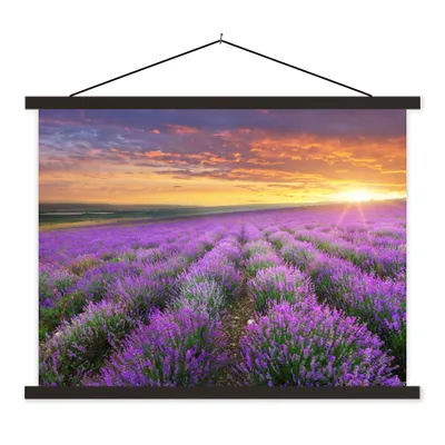 Produktbild von MuchoWow® Textilposter Lavendel - Wolken - Frühling 150x113 cm mit schwarzem Rahmen - Wohnzimmer