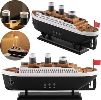 Produktbild von Aroma-Diffusor-LED-Schiff, Luftbefeuchter, Luftdiffusor, Duftöle ätherische Öle, Öl 7 Farben, Licht, Fernbedienung, wasserlose automatische Absperrung