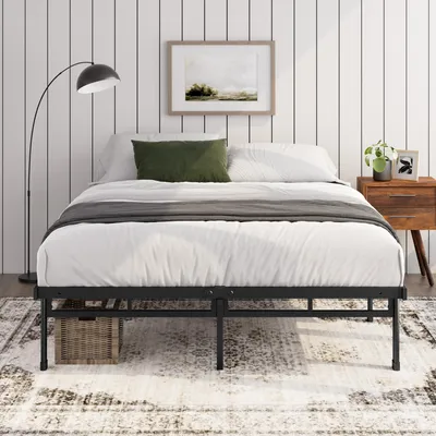 Plattform-Bett 140x200 cm, Metall, schwarz, mit Stauraum