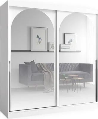 Produktbild von Bücherregal für das Wohnzimmer aus weißem Holz, H 215 x B 200 x T 65 cm
