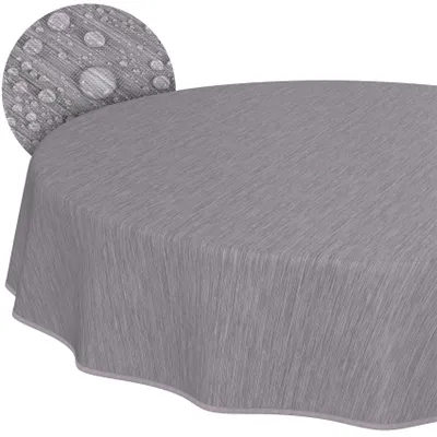 Tischdecke Wachstuch Einfarbig Grau Robust Wasserabweisend Rund 140 cm, Hauptbild