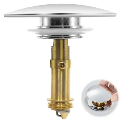 Image de Robinet de vidange à clapet pour lavabo 66 mm – laiton chromé – Robinet de vidange à clapet pour lavabo avec mécanisme à clic-clac