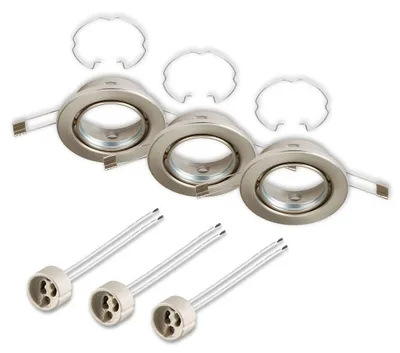 Imagen del producto de Briloner, juego de 3 focos empotrables, acabado níquel mate, diámetro 8,6 cm