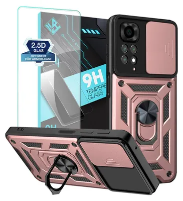 Produktbild von Armor Handyhülle für Xiaomi Redmi Note 11 mit 9H Displayglas Displayschutz Kameraschutz Handy Panzer Case Cover Schutzhülle Outdoor Farbe: Rosegold