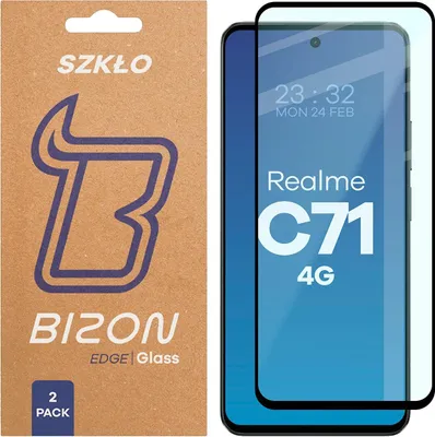 Produktbild von 2x Gehärtetes Glas für Realme C71 4G, Bizon Glass Edge Duo, Schwarzer Rahmen