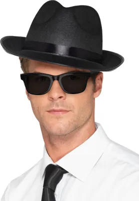 Produktbild von Smiffys - "20s" Fedora-Hut Breiter Rand für Herren SM1350 (Einheitsgröße) (Schwarz)