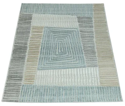 Produktbild von In- & Outdoor Teppich, Terrasse u. Balkon, Wetterfest Modern Geometrische Muster Grösse 160 cm Rund