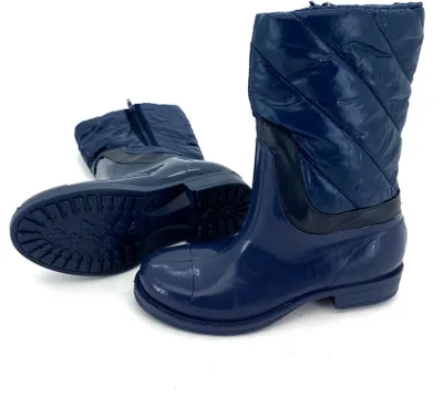 Gummistiefel Hochschaft Daunen Stiefel Damen blau 37