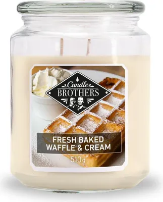 Produktbild von Candle Brothers Duftkerze Baked Waffle & Cream Waffelduft Vanille & Sahne 510g 100h