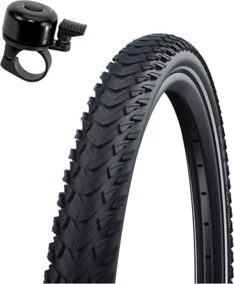 Image de 1 x Schwalbe Marathon Plus Tour Performance E-25 pneus vélo avec Reflex 37-622 (28 x 1.40) y compris la sonnette de vélo