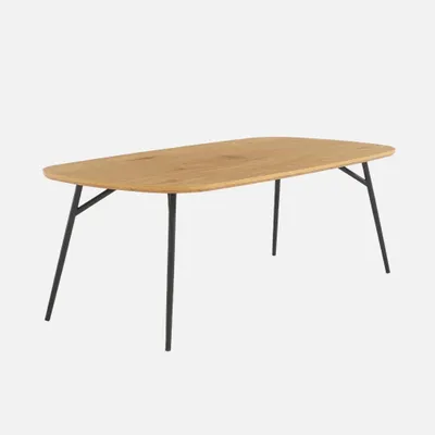 Immagine prodotto di Tavolino rettangolare effetto rovere con gambe in metallo nero, Quercia