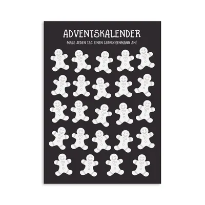 Produktbild von Postkarte Adventskalender LEBKUCHENMÄNNER Weihnachtskalender Postkarte A6