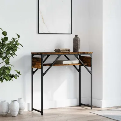 Produktbild von HOMMIE Konsolentisch - modernes Design - Flurtisch/Beistelltisch - mit Ablage Räuchereiche 75x30x75cm Holzwerkstoff NEU796487 - Konsolentische