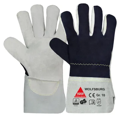 Productafbeelding van Hase Wolfsburg handschoenen, gesplitst leer | naturel/blauw