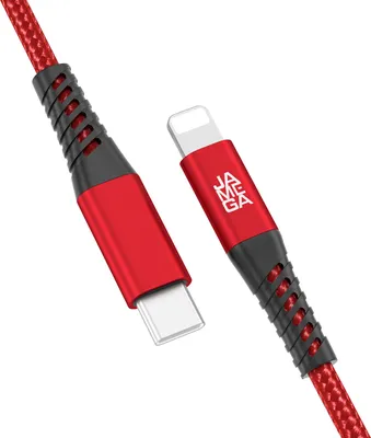 Produktbild von USB-C zu Iphone Kabel 480M 60W mit Metall Stecker in Rot 3m