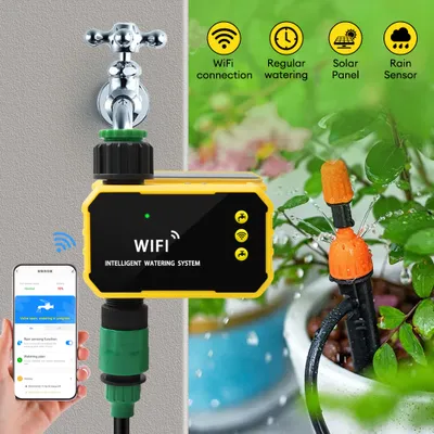 Obrázek produktu pro Tuya WiFI Inteligentní zařízení pro řízení zavlažování zahrady Automatický regulátor zavlažování s úsporou vody Solární napájení Venkovní časovač zavlažování rostlin