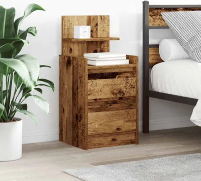 Obrázek produktu pro vidaXL Noční stolek se 2 zásuvkami vzhled starého dřeva 38x34x80 cm