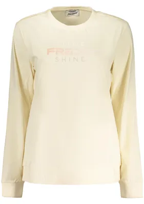 Produktbild von Beiges Langarmshirt für Damen – Rundhals mit Druck und Applikation