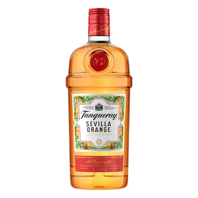 A bottle of Tanqueray Sevilla Orange Gin.