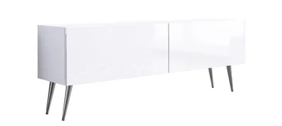 Produktbild von TV-SCHRANK : Mattweiß / Weiß glänzend, Chrombeine, 140 x 52 x 32 cm