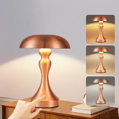 Produktbild von ZMH Tischlampe Kabellos Nachttischlampe LED Akku Tischleuchte Touch Dimmbar Retro Vintage Lampe mit USB Aufladbar Batterie Tischlampen Rotbronze für Fensterbank Wohnzimmer Schlafzimmer