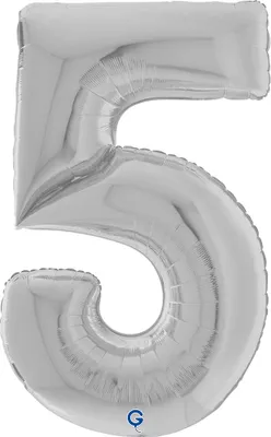 Produktbild von Riesenzahl Giant - Folienballon 64"/162cm - Silber Zahl: 5