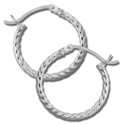 Image de SilberDream Créoles pour femmes 925 argent argent torsadé Boucles d'oreilles 20mm SDO0062J