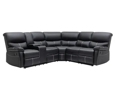 Zdjęcie produktu dla Sofa narożna Relax - imitacja skóry - Czarny - CANBY