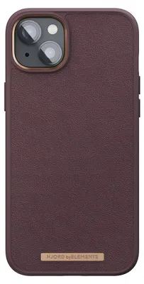 Zdjęcie produktu dla Skórzane etui na telefon Njord Collections, odpowiednie dla iPhone'a 14 Plus, wysokiej jakości skóra, tworzywo sztuczne w 100% pochodzące z recyklingu, ochrona przed upadkiem z wysokości 2 metrów, kompatybilne z Mag, brązowe