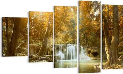 Produktbild von Bild auf Leinwand - Leinwandbild - Park Wasserfall Wasser - 100x60cm - Wand Bild - Wanddeko - Leinwanddruck - Bilder - Kunstdruck - Wanddekoration - Leinwand bilder - Wandkunst - EG100x60-3789