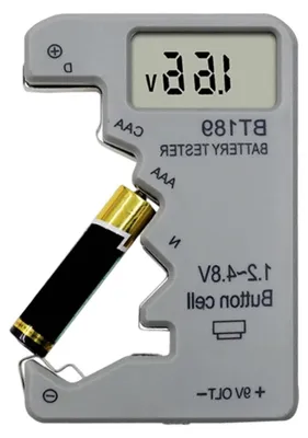 Obrázok produktu pre Tester batérií – merač napätia článkov – úspora energie – multifunkčný displej – 92 x 63 x 14 cm – čierna farba