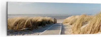 Produktbild von Bild auf Leinwand - Leinwandbild - Strand Meer Fußgängerbrücke Ufer - 160x50cm - Wand Bild - Wanddeko - Leinwanddruck - Bilder - Kunstdruck - Leinwand bilder - Wandkunst - AB160x50-2657