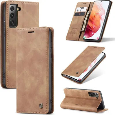 Produktbild von König Design Hülle kompatibel mit Samsung Galaxy S21 Plus Kunstleder Handyhülle - Handy Case Braun