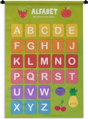 Produktbild von MuchoWow® Wandteppich Wandbehang Kinderzimmer - Alphabet - Lernen - Jungen - Mädchen - Kinder - Kinder 120x180 cm Tapisserie Dekoration Wandtuch - Schlafzimmer - Dekorationen für das Haus