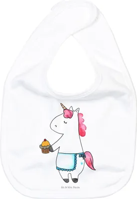 Produktbild von Mr. & Mrs. Panda Lätzchen Einhorn Muffin - Weiß - Geschenk, Unicorn, Sabberlätzchen, Glückwünsche, Schlabberlatz, Geburtstagsgrüße, Für Babys, Stofflätzchen, Geburtstag