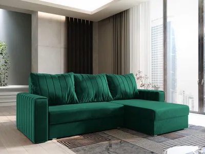 Produktbild von Masseno Ecksofa CARL mit Schlaffunktion L-Form, Sofa mit Bettkasten, Wohnzimmersofa, Couch, Soffa, Bettsofa, Couchgarnitur- Grün, KRONOS 19