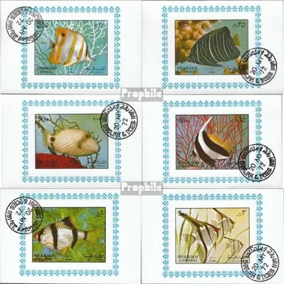Produktbild von Briefmarken Sharjah 1972 Mi Block1194B-Block1199B (kompl.Ausg.) gestempelt Fische