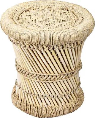 Zdjęcie produktu dla Marrakech boho dekoracyjny stołek boczny wykonany z bambusa Benita ø 30 cm | podnóżek stołek kwiatowy idealny do dekoracji ogrodu tarasu i balkonu jako meble balkonowe