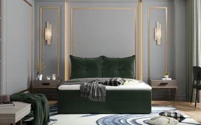 Produktbild von Boxspringbett PINELOPI – 140x200, Dunkelgrün