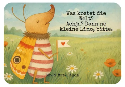 Produktbild von Mr. & Mrs. Panda magnet Nachtfalter Fähnchen Design - Weiß - Geschenk, Was Kostet Die Welt, whiteboardmagnet, Käfer, Spruch Witzig, zettelhalter, Pinnwandmagnet, Lustig