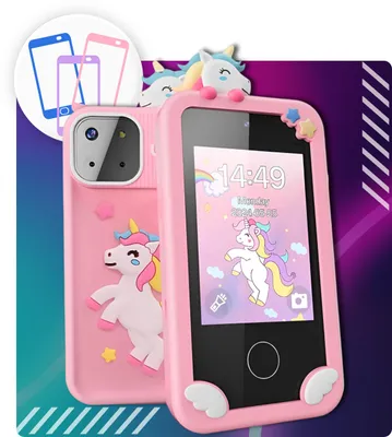 Produktbild von Kinderspielzeug Telefon rosa mit Kamera und Spielen Gummi Kunststoff inkl. 32GB Speicherkarte