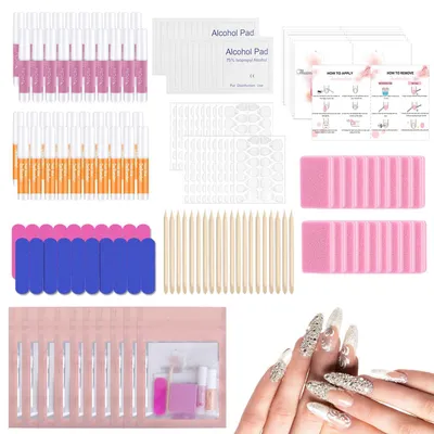 Immagine prodotto di Kit per unghie in gel, composto da 20 pezzi, con colla, solvente e strumenti