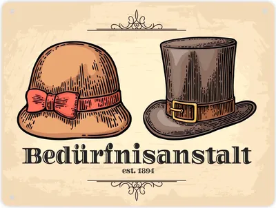 Produktbild von Toilettenbild Bedürfnisanstalt mit Hut und Zylinder Schild Blechschild
