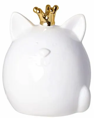 Produktbild von Ewax Keramik-Sparschwein Katze mit Krone weiß 15 cm