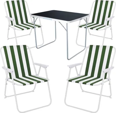Produktbild von 5-tlg Camping Set Gartenmöbel Campingtisch + 4 Campingstuhl Klappstuhl